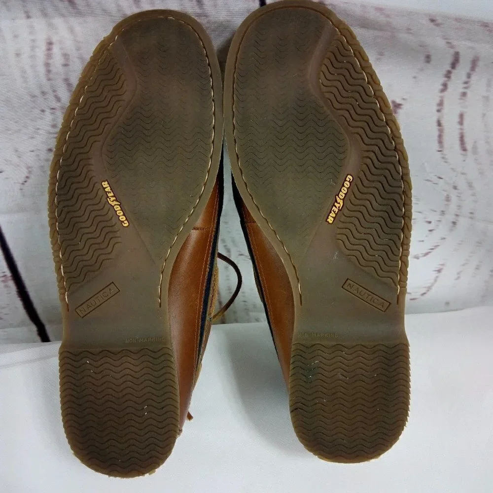 NAUTICA Men’s Size 13 Leather Canvas Boat Shoes